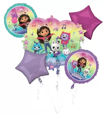 Balonkový buket Gábinin kouzelný domek pastelový 5 ks