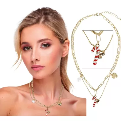 Vánoční náhrdelník cukrová hůlka zlatý