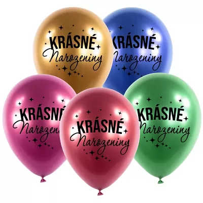 Latexové balonky chromové mix - Krásné narozeniny 5 ks