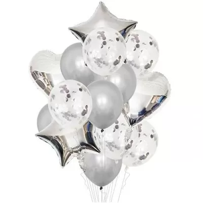Balonkový buket Stříbrný - 14 ks