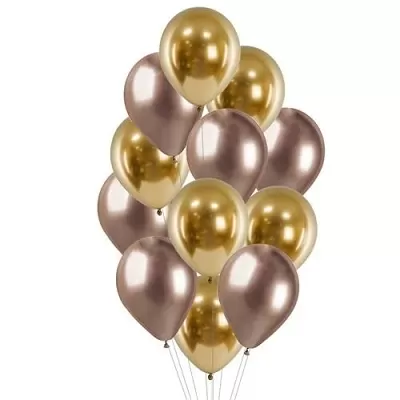 Balonkový buket Chrome Luxus rose gold - 12 ks