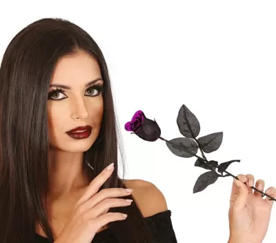 Černá růže s růžovými třpytkami