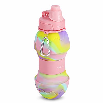 Skládací silikonová láhev NILS Camp NC4102 700ml růžová