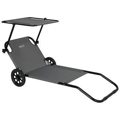 Plážové lehátko se stínítkem NILS Camp NC3307 šedé