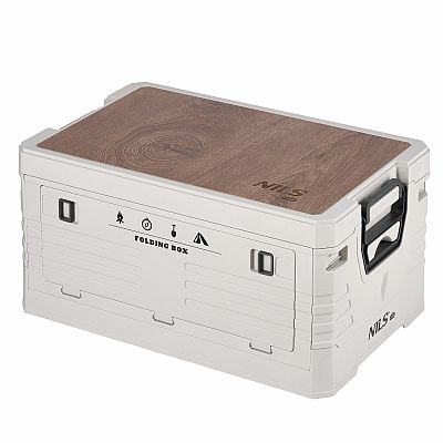 Skládací box NILS Camp NCB4002 2v1 s víkem a dřevěnou deskou 32L béžový