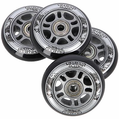 Sestava černých PU koleček 76x24 + ložiska ABEC9 NILS EXTREME
