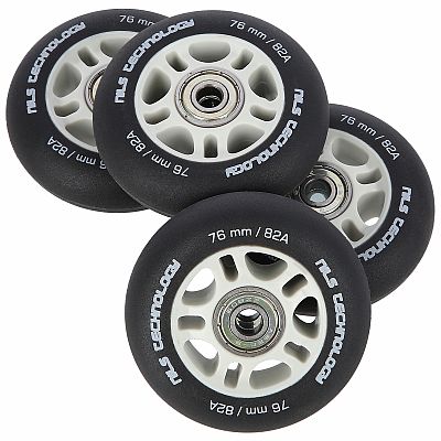 Matná kolečka NILS Extreme PU 76x24 82A s ložisky ABEC 9, černá, 4 ks