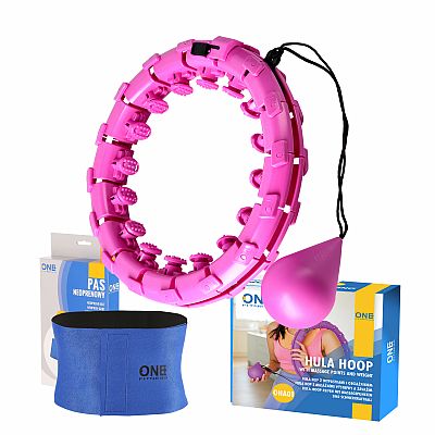 Sada masážní hula hoop ONE Fitness OHA01 se závažím a zeštíhlujícího pásu BR125 fialová