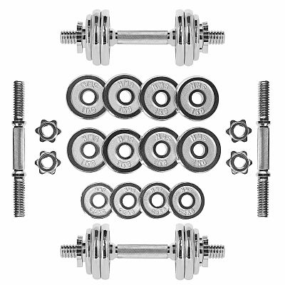 Chromovaný činkový set v kufru HMS STC-15 15 kg