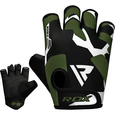 RDX Fitness rukavice GYM GLOVES SUBLIMATION F6, černo zelené S - S