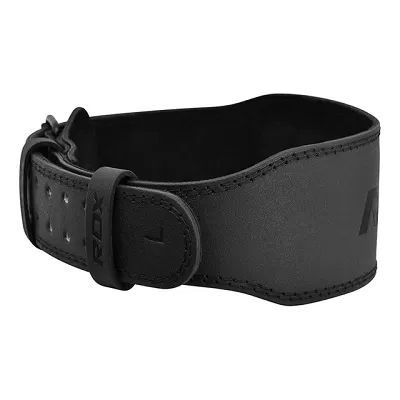 RDX Vzpěračský opasek GYM BELT 4palcový kožený, celočerný, 2XL - 2XL