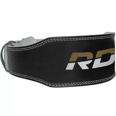 RDX Vzpěračský opasek GYM BELT 4palcový kožený, černo zlatý, XL - XL
