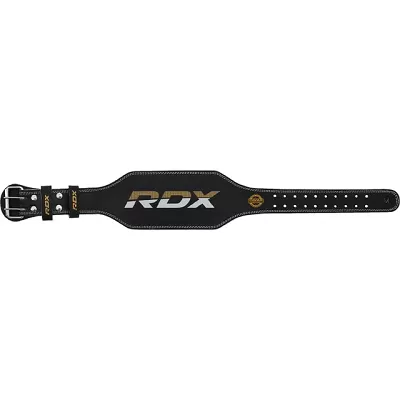 RDX Vzpěračský opasek GYM BELT 4palcový kožený, černo zlatý, S - S