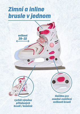 Dívčí brusle s vyměnitelným podvozkem vel. 29-32 - 0