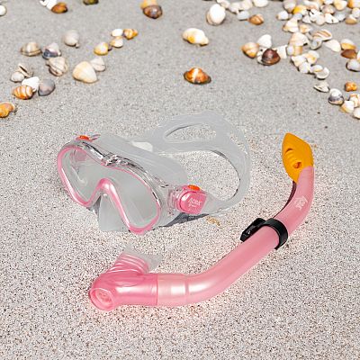 Šnorchlovací set 2 v 1, DĚTSKÝ, RŮŽOVÝ, obsahuje masku a šnorchl