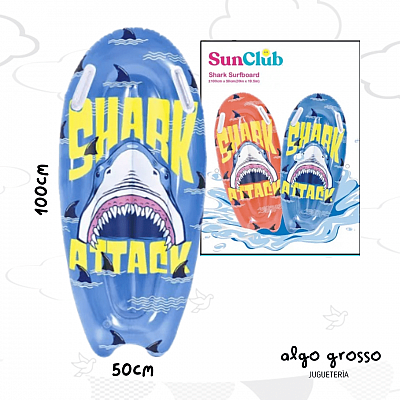 SUN CLUB Surfovací prkno, motiv žraloka, modré