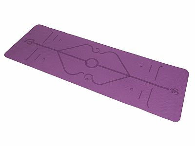 ACRA YOGA MAT fialová, s pozičními liniemi