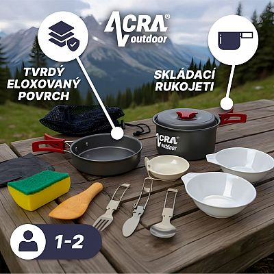 Acra C20 camping set nádobí alluminium pro 1-2 osoby