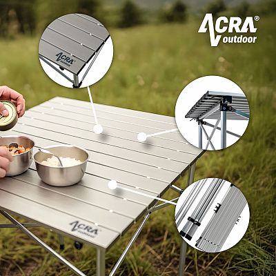 Acra campingový skládací stůl C3S - hliník 70x70x70cm