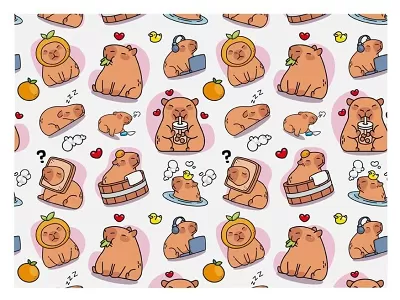 Balící papír Roztomilé kapybary 100 x 70 cm