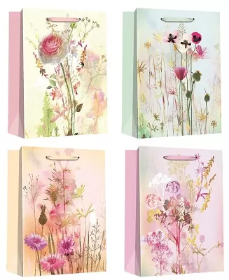 Dárková taška velká Květiny se zlatými detaily