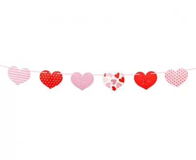 Papírová girlanda srdce různé vzory 2 m
