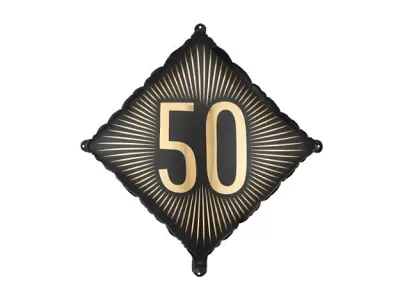 Fóliový balónek číslo 50 černozlatý - 46cm