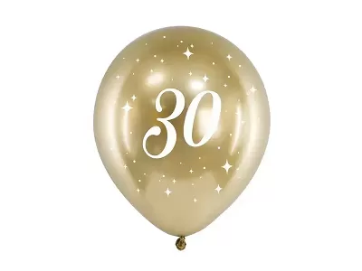 Latexové balonky metalické zlaté 30. narozeniny - 6 ks