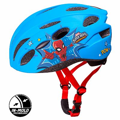 Cyklistická helma Spiderman, modrá, M 52-56 cm IN-MOLD