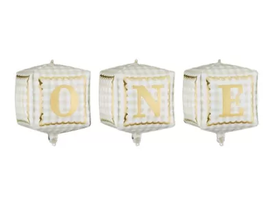 Fóliové balónky béžové kostky ONE - 34×36 cm