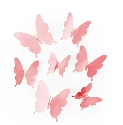 Dekorace na zeď - samolepící rosegold motýli 12 ks