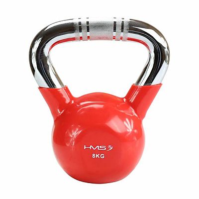 Kettlebell s chromovaným úchopem HMS KTC 8 kg červený