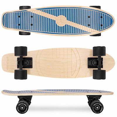 Spokey WOO-FISH Dřevěný cruiser board 56 cm, tmavě modrý