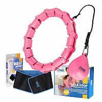 Sada masážní hula hoop ONE Fitness OHA02 se závažím a zeštíhlujícího pásu BR160 růžová