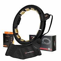Sada masážní hula hoop HMS HHM13 se závažím, magnety a počítadlem a zeštíhlujícího pásu BR163 černá