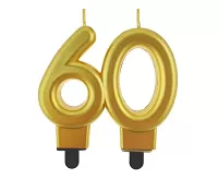 Svíčka narozeninová číslice 60 metalická zlatá