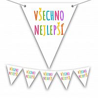Vlaječková girlanda Všechno nejlepší - Duhová 225 x 17cm