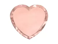 Papírové talířky ve tvaru srdce - metalické rose gold 21 cm