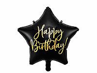Foliový balonek Happy Birthday - Černá Hvězda 40 cm