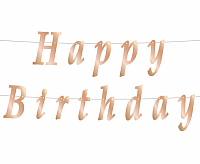 Papírový nápis rose gold Happy Birthday 200 cm