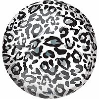 Foliový balonek koule Leopard - stříbrný 40 cm