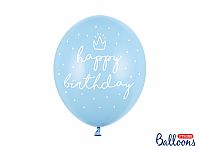 Latexové balonky Happy Birthday světle modré 30 cm - 6 ks