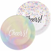 Papírové talíře perleťové Cheers 23 cm - 6 ks