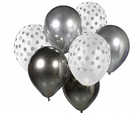 Balonkový buket Chrome Stříbro-Grafitový - 7 ks