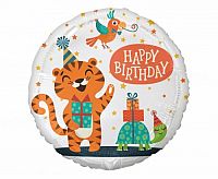 Foliový balonek - Tygr a želva Happy Birthday 45 cm - Godan