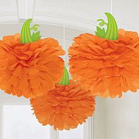 Závěsné dekorace Dýně - pompom - 3ks
