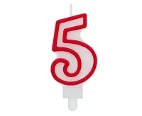Svíčka narozeninová číslice červená 5