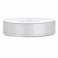 Saténová stuha stříbrná 12 mm x 25 m