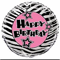 Foliový balonek zebrovaný Happy Birthday 46 cm