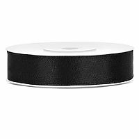 Saténová stuha černá 12 mm x 25 m